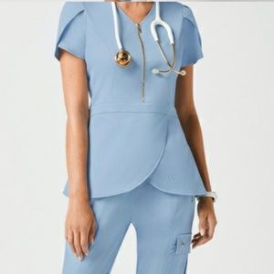 Jaanuu Sky Blue Tulip Top| Jaanuu Scrubs